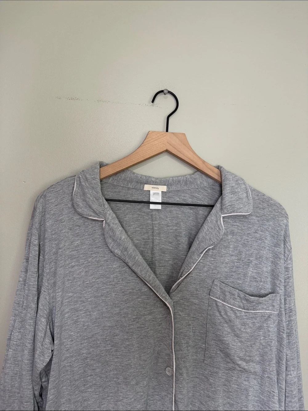 Eberjey Light Gray Button-Front Pajama Top